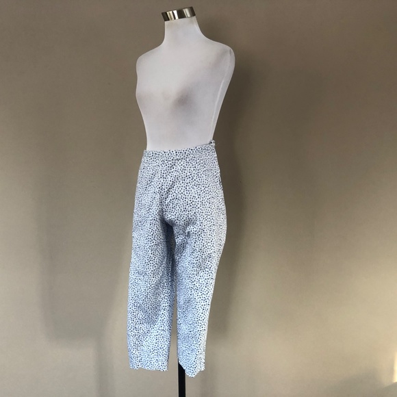 Stretchy Cotton Blue Floral Pedal Pushers Small Side Zipper SPORT - Picture 10 of 12